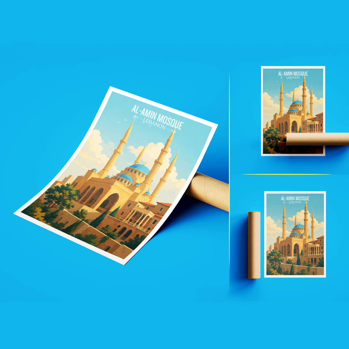 Al-Amin Mosque - Lebanon - Travel Art Wall Deco Poster Print - Art Print - Travel Art Poster