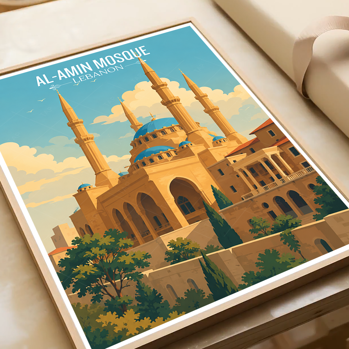 Al-Amin Mosque - Lebanon - Travel Art Wall Deco Poster Print - Art Print - Travel Art Poster