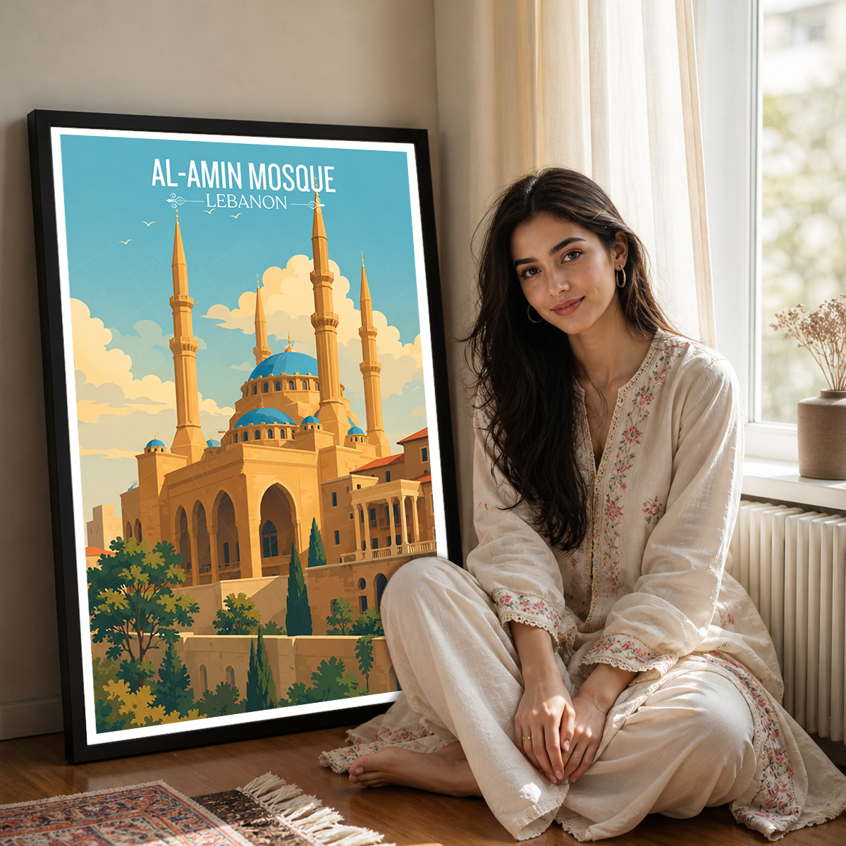 Al-Amin Mosque - Lebanon - Travel Art Wall Deco Poster Print - Art Print - Travel Art Poster