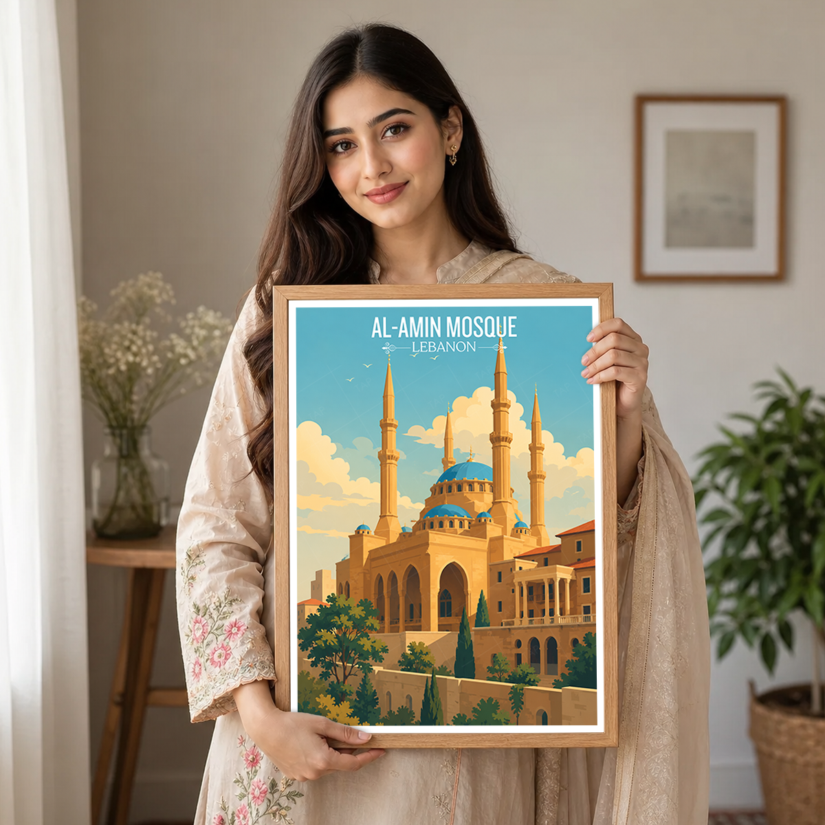 Al-Amin Mosque - Lebanon - Travel Art Wall Deco Poster Print - Art Print - Travel Art Poster