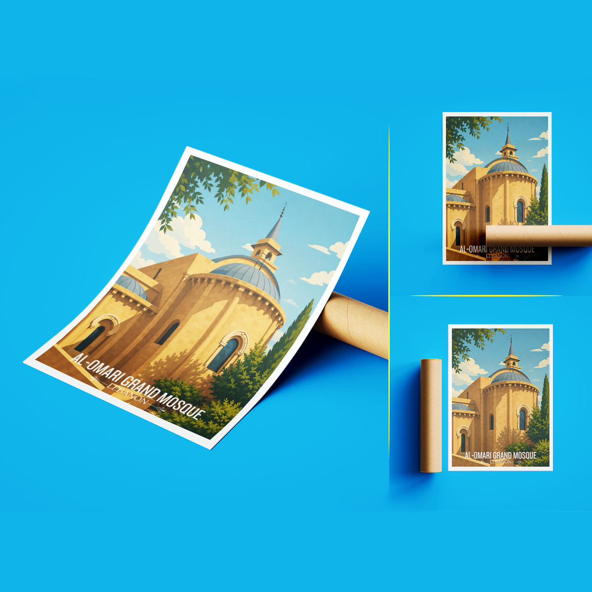 Al-Omari Grand Mosque - Lebanon - Travel Art Wall Deco Poster Print - Art Print - Travel Art Poster