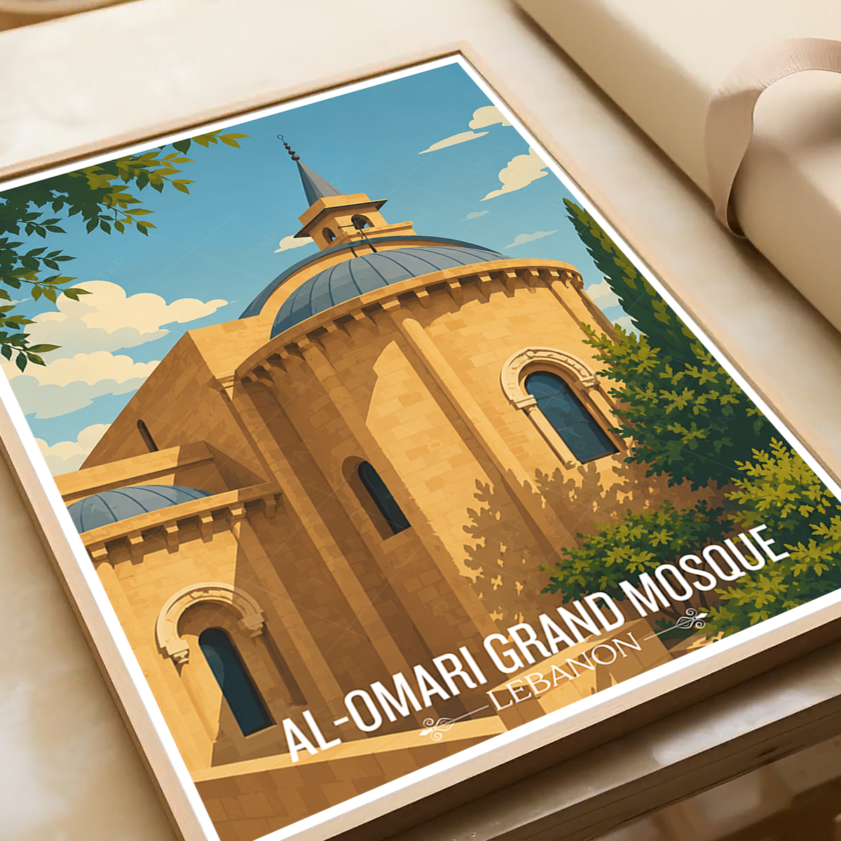 Al-Omari Grand Mosque - Lebanon - Travel Art Wall Deco Poster Print - Art Print - Travel Art Poster