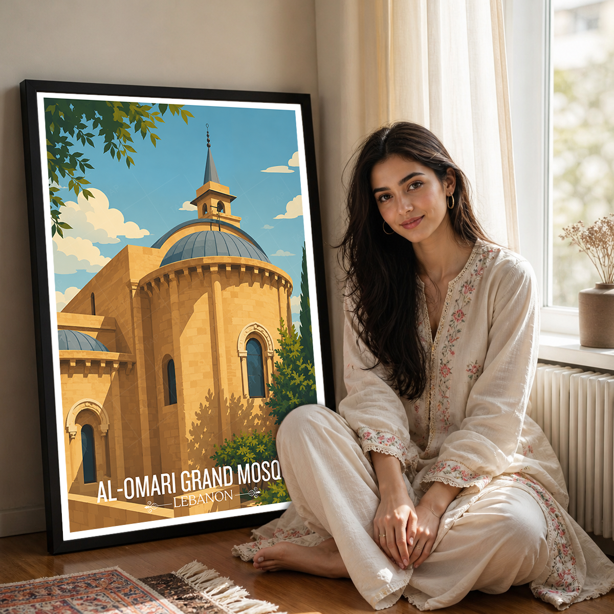 Al-Omari Grand Mosque - Lebanon - Travel Art Wall Deco Poster Print - Art Print - Travel Art Poster