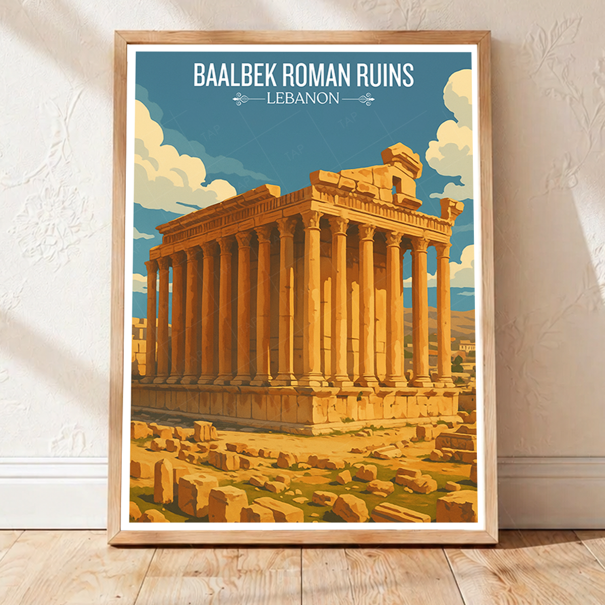 Baalbek Roman Ruins - Lebanon - Travel Art Wall Deco Poster Print - Art Print - Travel Art Poster