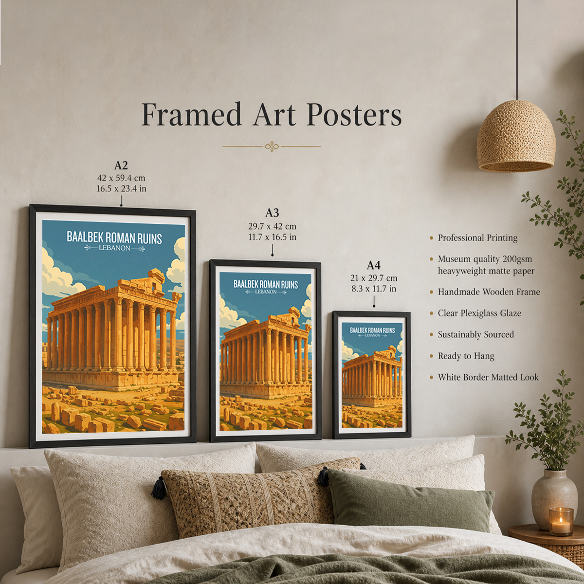 Baalbek Roman Ruins - Lebanon - Travel Art Wall Deco Poster Print - Art Print - Travel Art Poster
