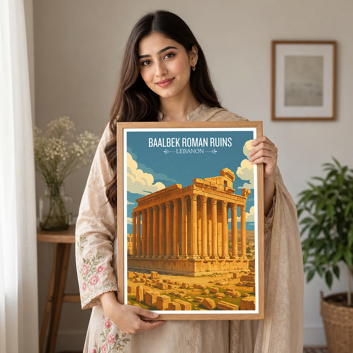 Baalbek Roman Ruins - Lebanon - Travel Art Wall Deco Poster Print - Art Print - Travel Art Poster