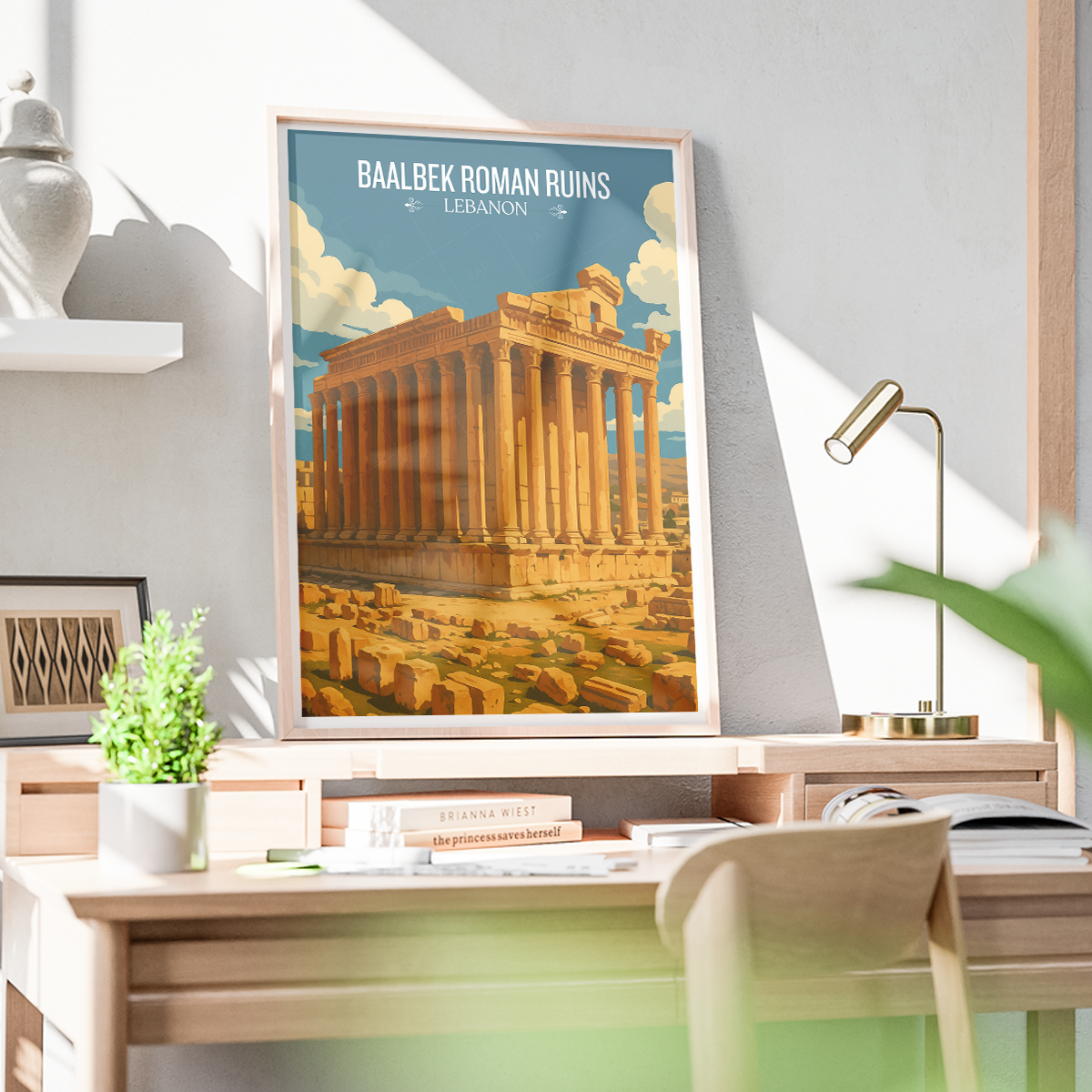 Baalbek Roman Ruins - Lebanon - Travel Art Wall Deco Poster Print - Art Print - Travel Art Poster