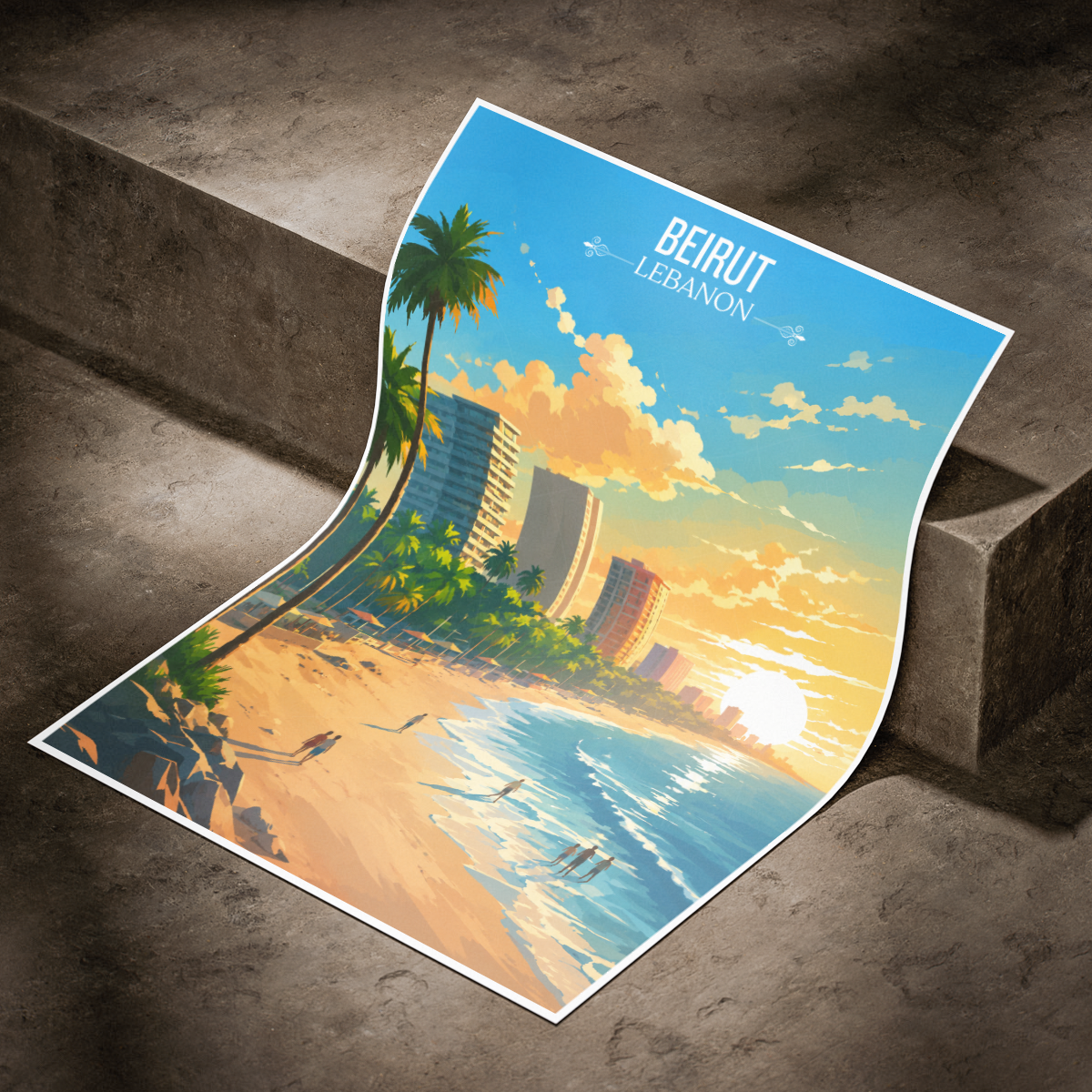 Beirut City - Lebanon - Travel Art Wall Deco Poster Print - Art Print - Travel Art Poster