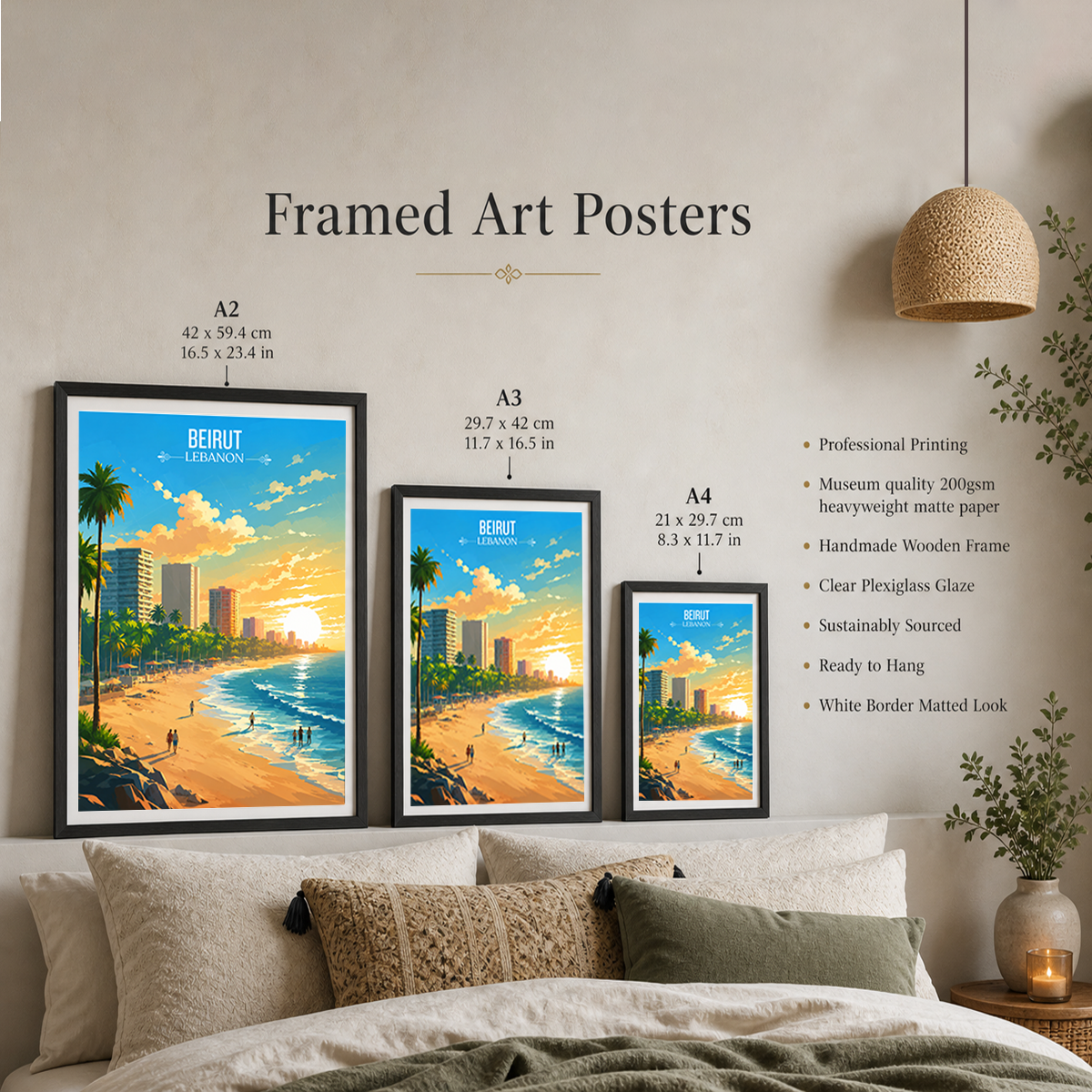 Beirut City - Lebanon - Travel Art Wall Deco Poster Print - Art Print - Travel Art Poster