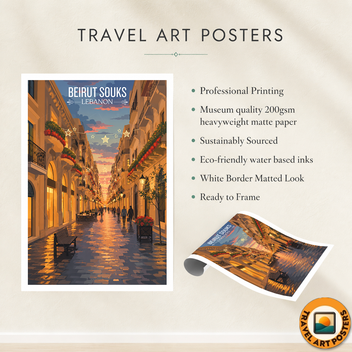Beirut Souks - Lebanon - Travel Art Wall Deco Poster Print - Art Print - Travel Art Poster