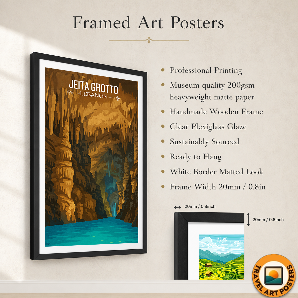 Jeita Grotto - Lebanon - Travel Art Wall Deco Poster Print - Art Print - Travel Art Poster