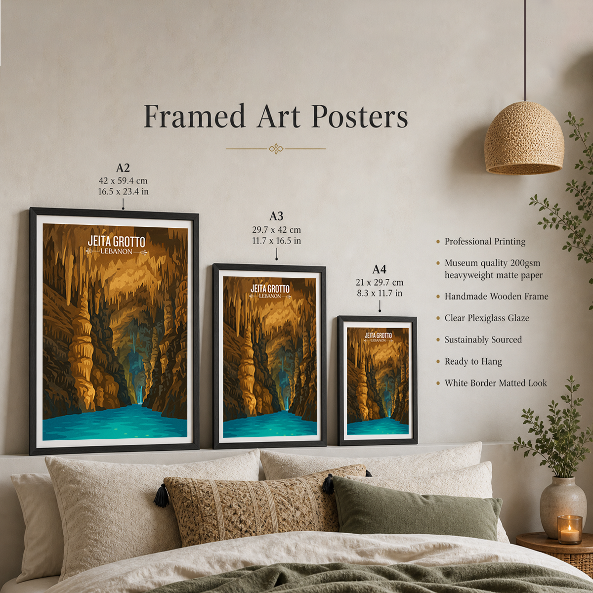 Jeita Grotto - Lebanon - Travel Art Wall Deco Poster Print - Art Print - Travel Art Poster
