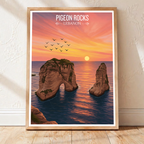 Pigeon Rocks - Lebanon - Travel Art Wall Deco Poster Print - Art Print - Travel Art Poster