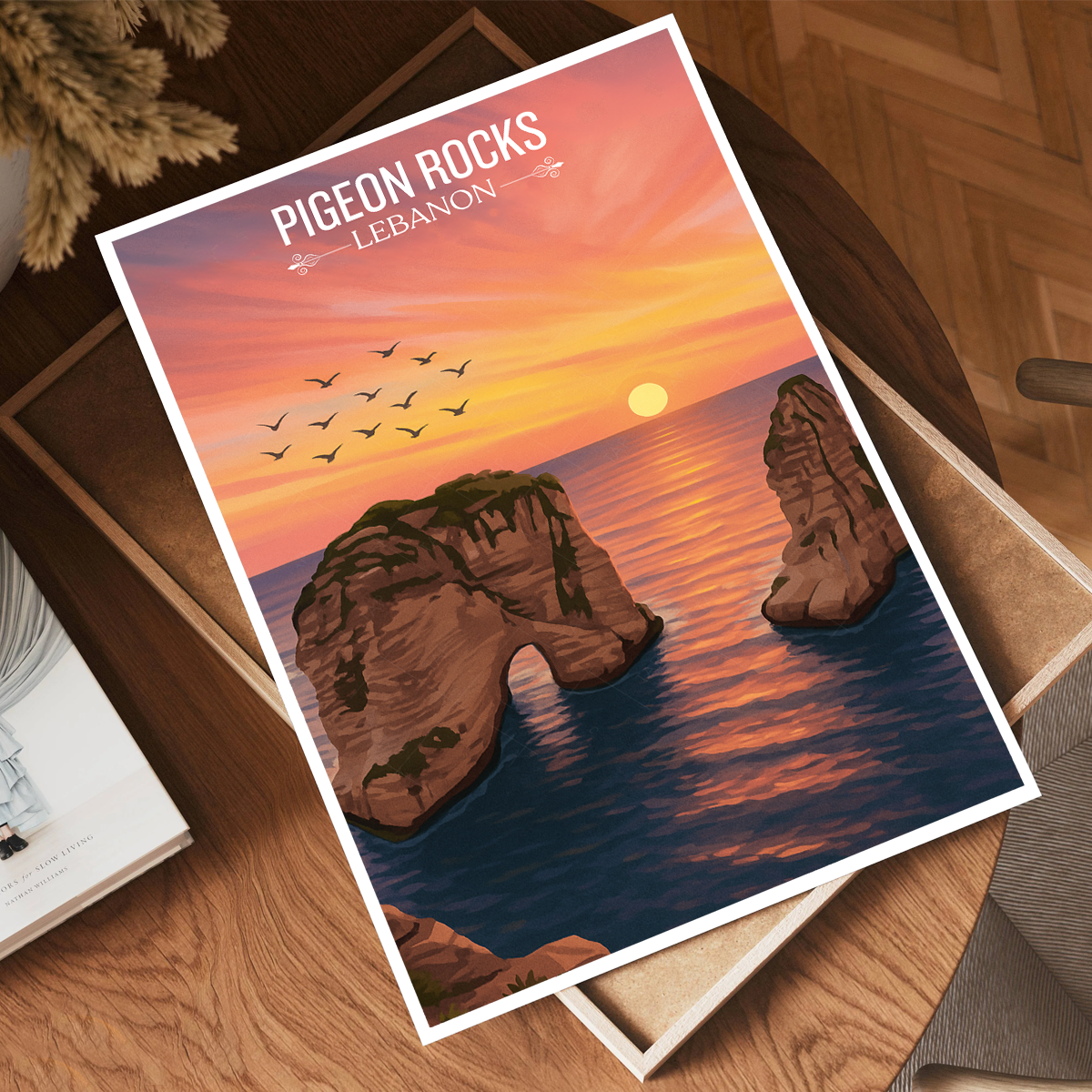 Pigeon Rocks - Lebanon - Travel Art Wall Deco Poster Print - Art Print - Travel Art Poster