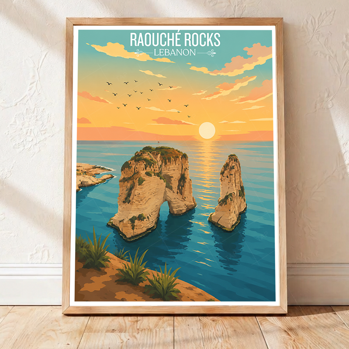 Raouche Rocks - Lebanon - Travel Art Wall Deco Poster Print - Art Print - Travel Art Poster