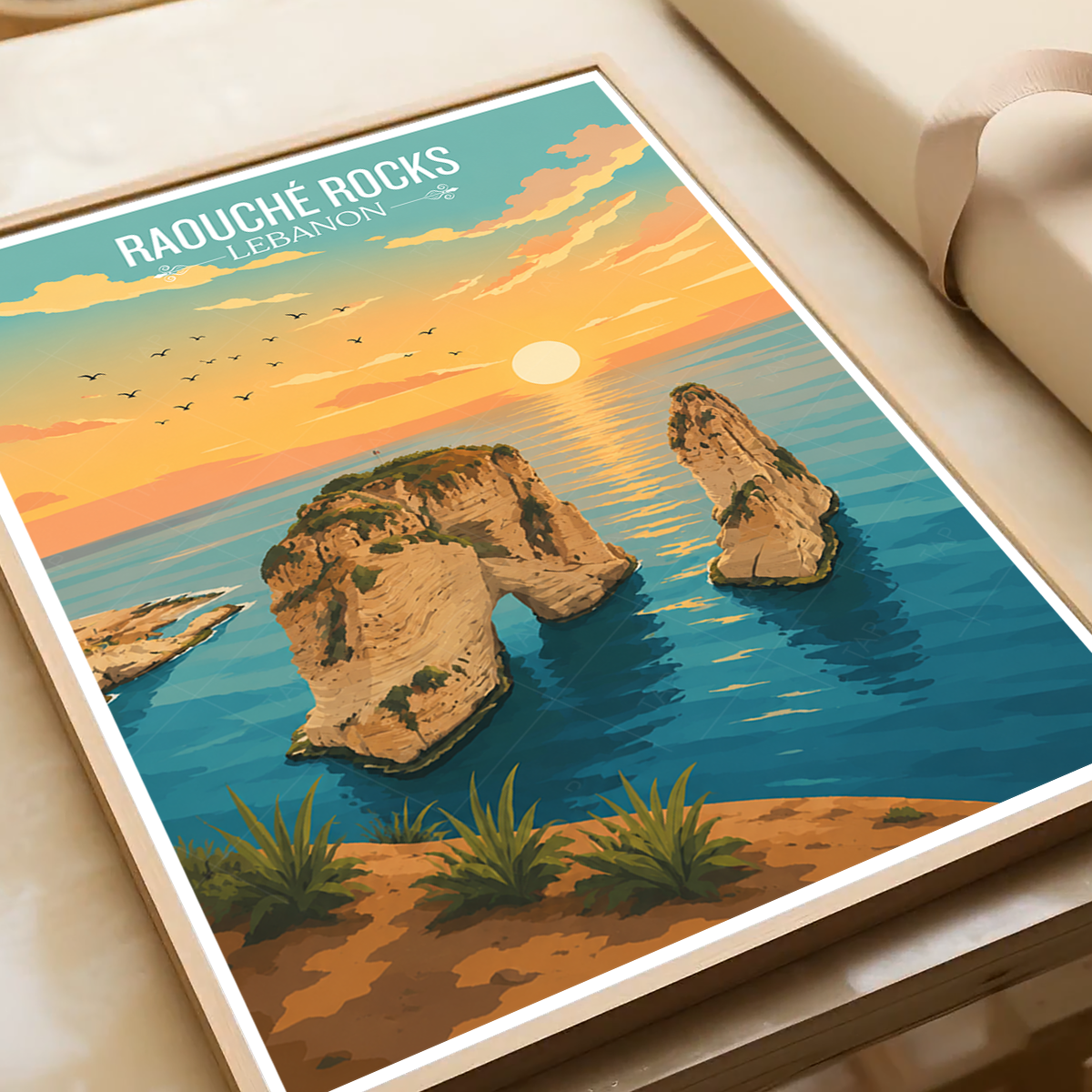 Raouche Rocks - Lebanon - Travel Art Wall Deco Poster Print - Art Print - Travel Art Poster