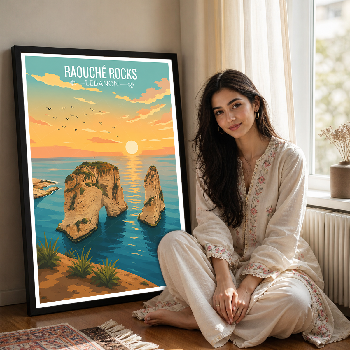 Raouche Rocks - Lebanon - Travel Art Wall Deco Poster Print - Art Print - Travel Art Poster