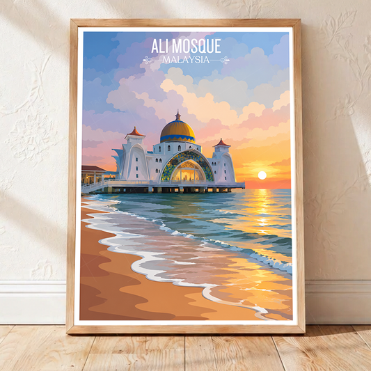 Ali Mosque - Malaysia - Vintage Travel Wall Art Poster Print - Art Print - Travel Art Poster