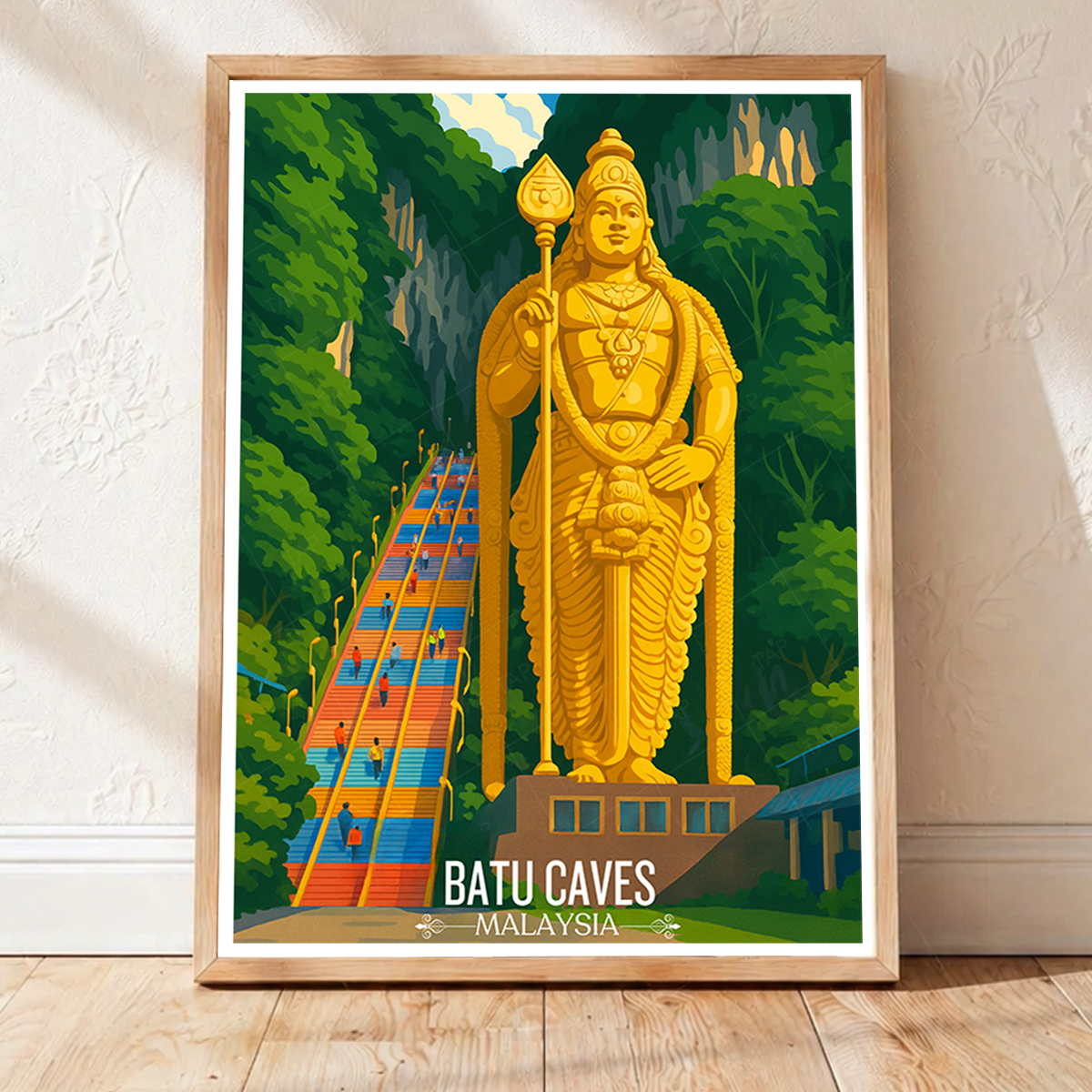 Batu Caves - Malaysia - Vintage Travel Wall Art Poster Print