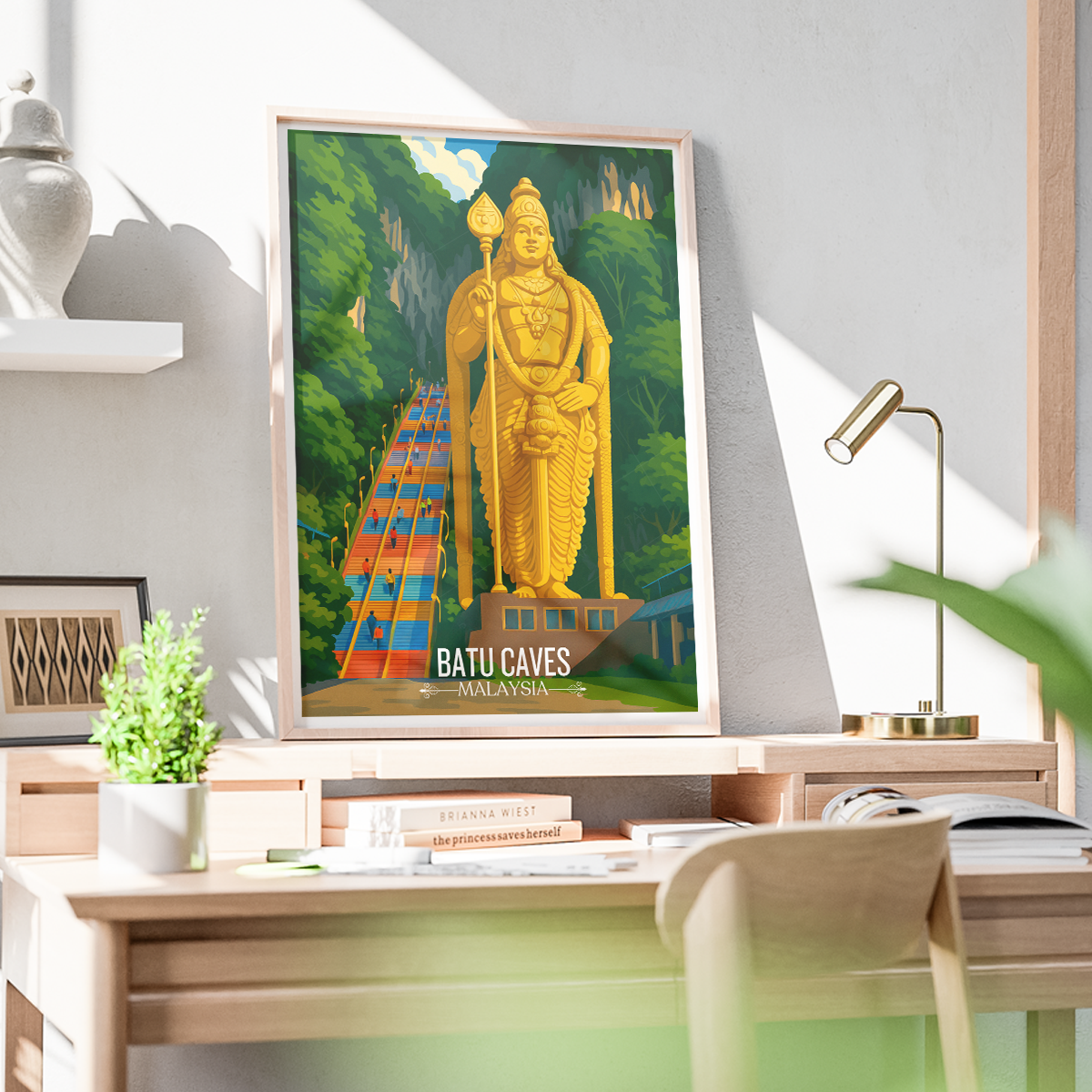 Batu Caves - Malaysia - Vintage Travel Wall Art Poster Print