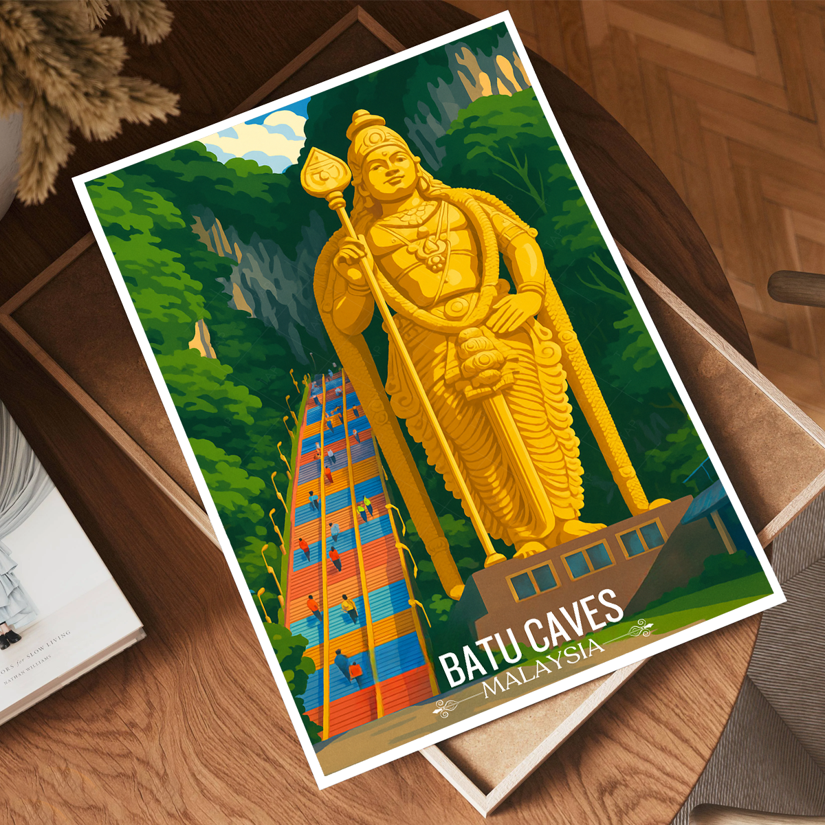 Batu Caves - Malaysia - Vintage Travel Wall Art Poster Print