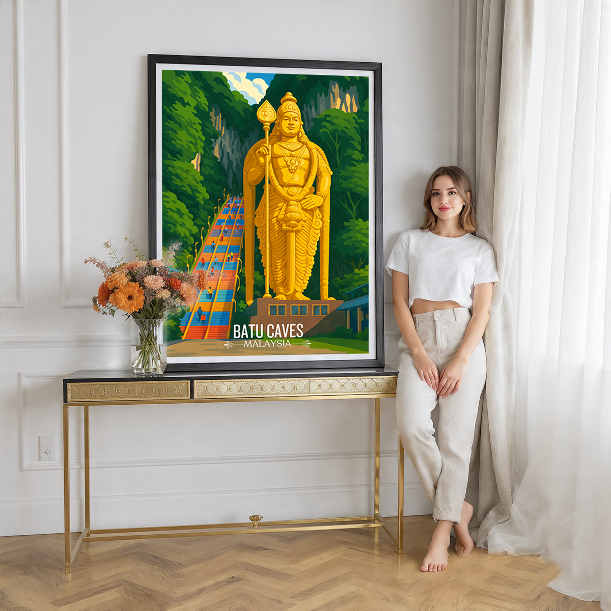 Batu Caves - Malaysia - Vintage Travel Wall Art Poster Print