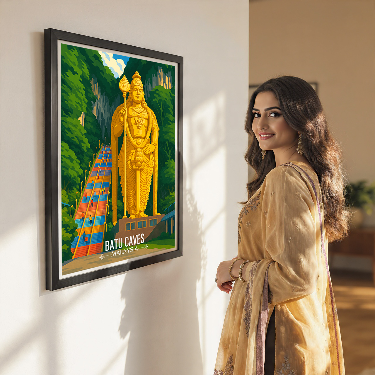 Batu Caves - Malaysia - Vintage Travel Wall Art Poster Print