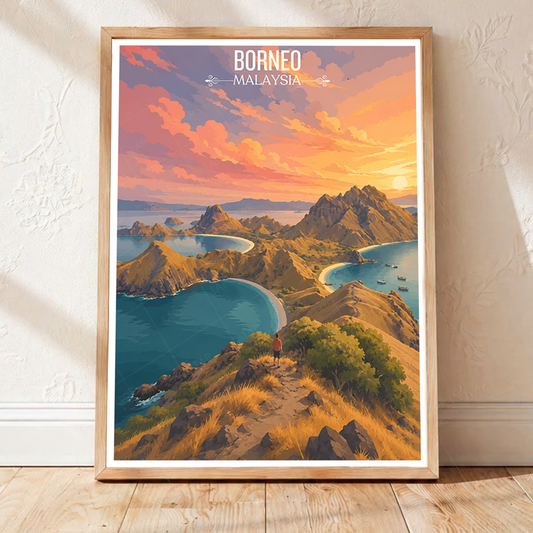 Borneo - Malaysia - Vintage Travel Wall Art Poster Print - Art Print - Travel Art Poster