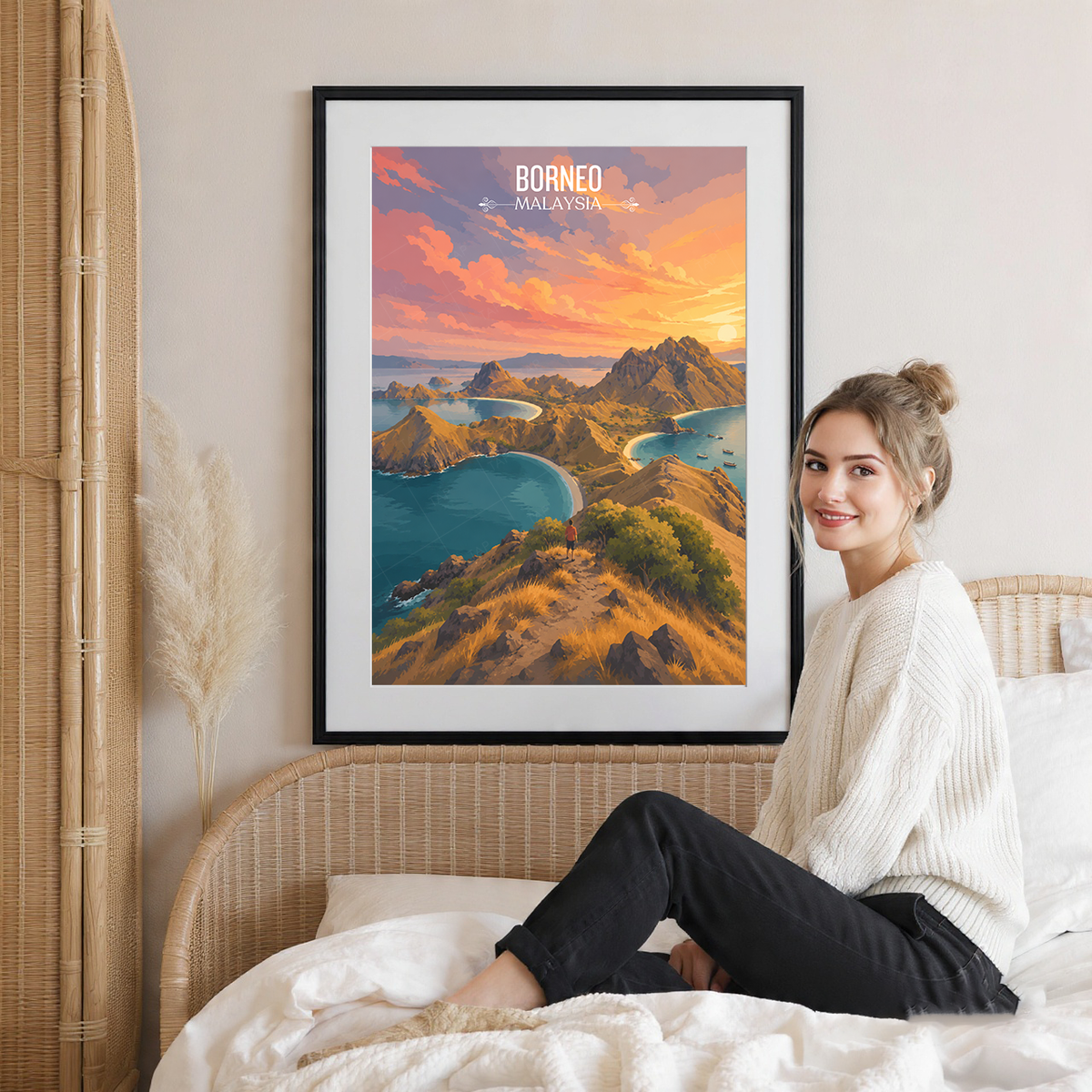 Borneo - Malaysia - Vintage Travel Wall Art Poster Print