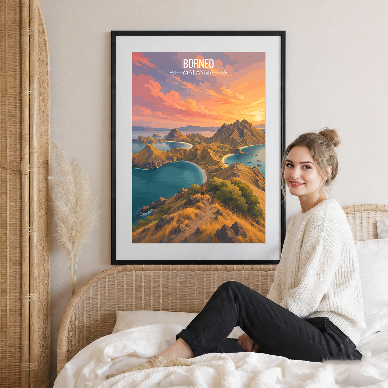 Borneo - Malaysia - Vintage Travel Wall Art Poster Print