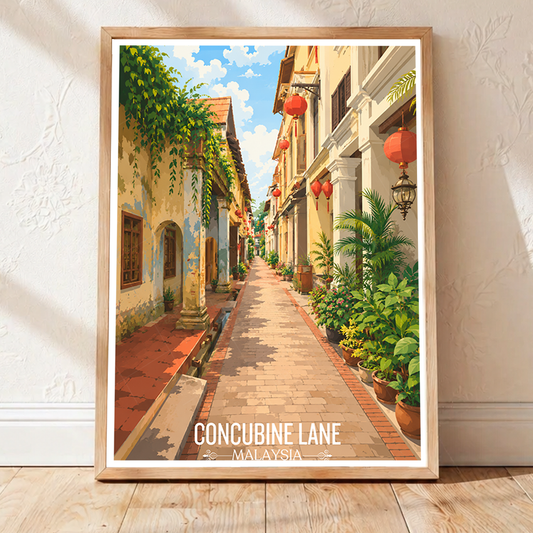 Concubine Lane - Malaysia - Vintage Travel Wall Art Poster Print - Art Print - Travel Art Poster