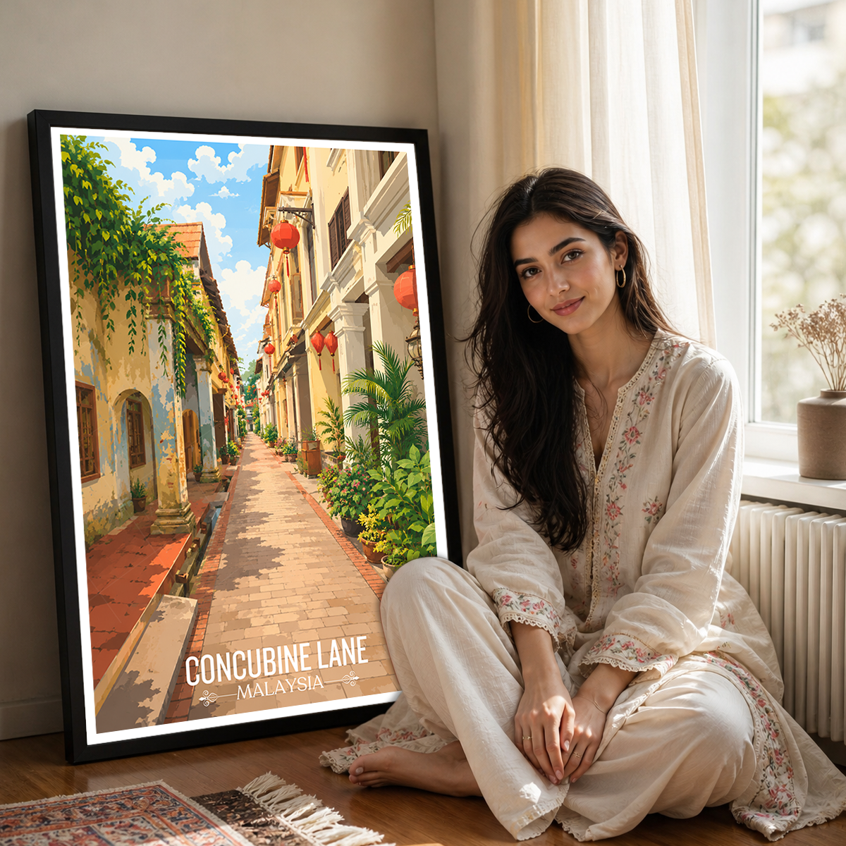 Concubine Lane - Malaysia - Vintage Travel Wall Art Poster Print