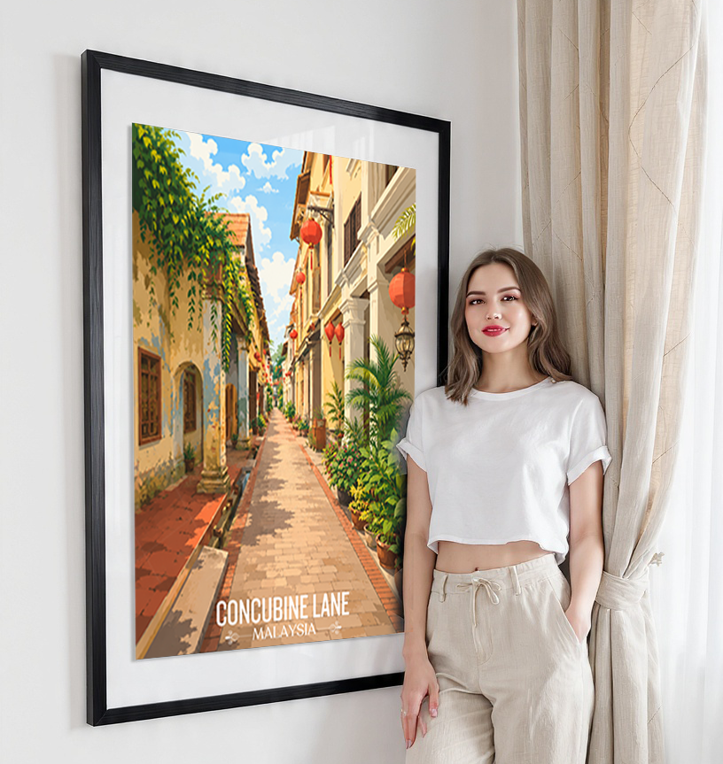 Concubine Lane - Malaysia - Vintage Travel Wall Art Poster Print