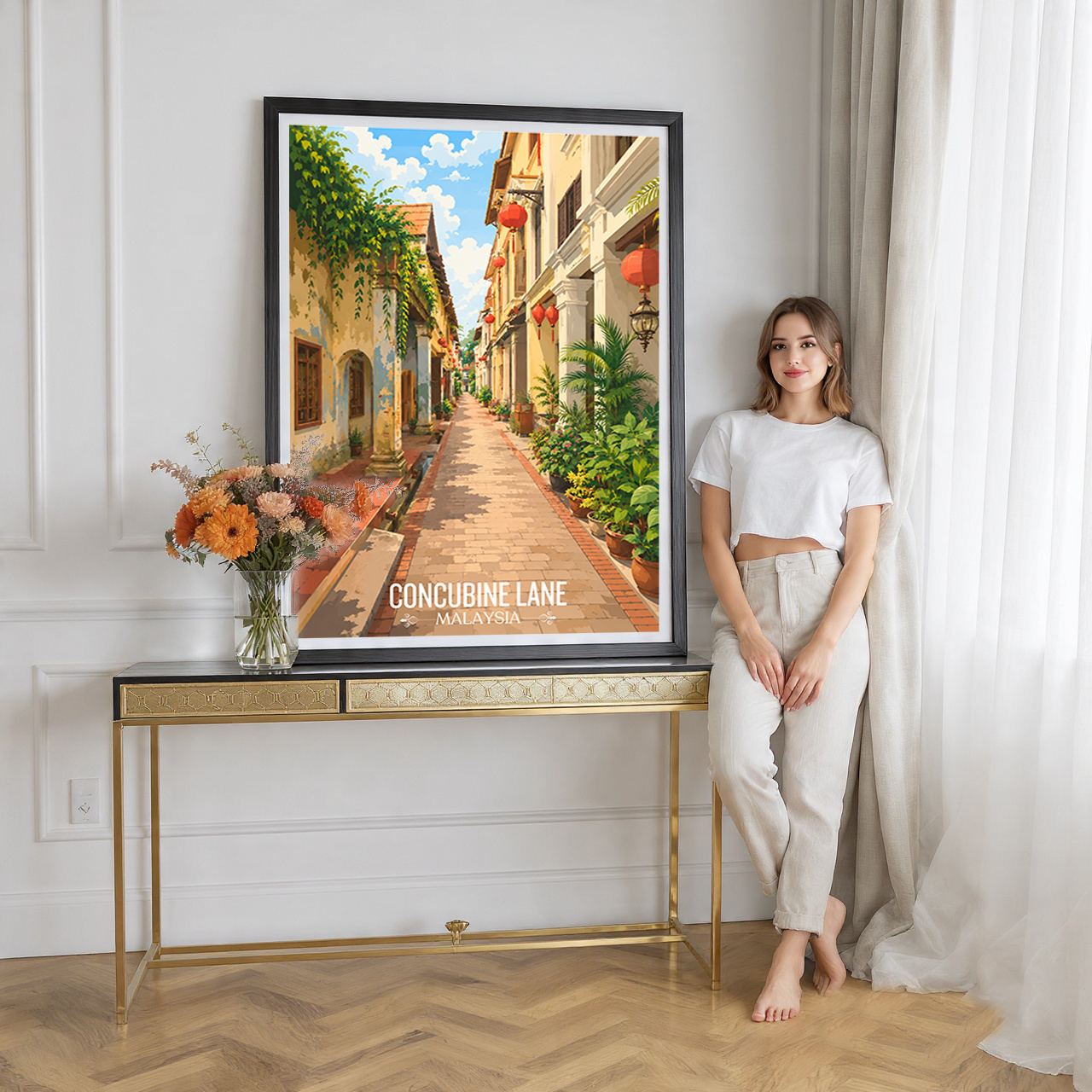 Concubine Lane - Malaysia - Vintage Travel Wall Art Poster Print