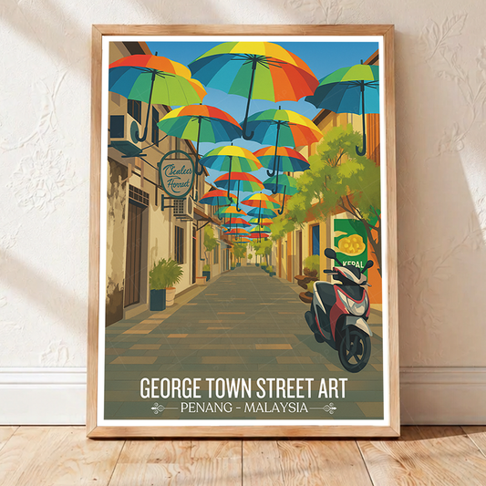 George Town Street Art - Malaysia - Vintage Travel Wall Art Poster Print - Art Print - Travel Art Poster
