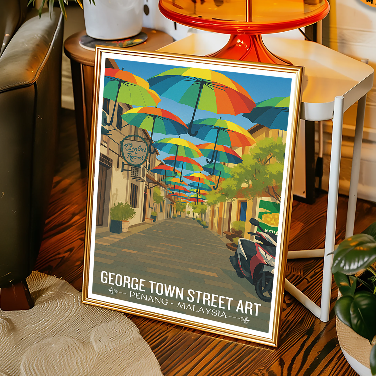George Town Street Art - Malaysia - Vintage Travel Wall Art Poster Print