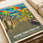 George Town Street Art - Malaysia - Vintage Travel Wall Art Poster Print