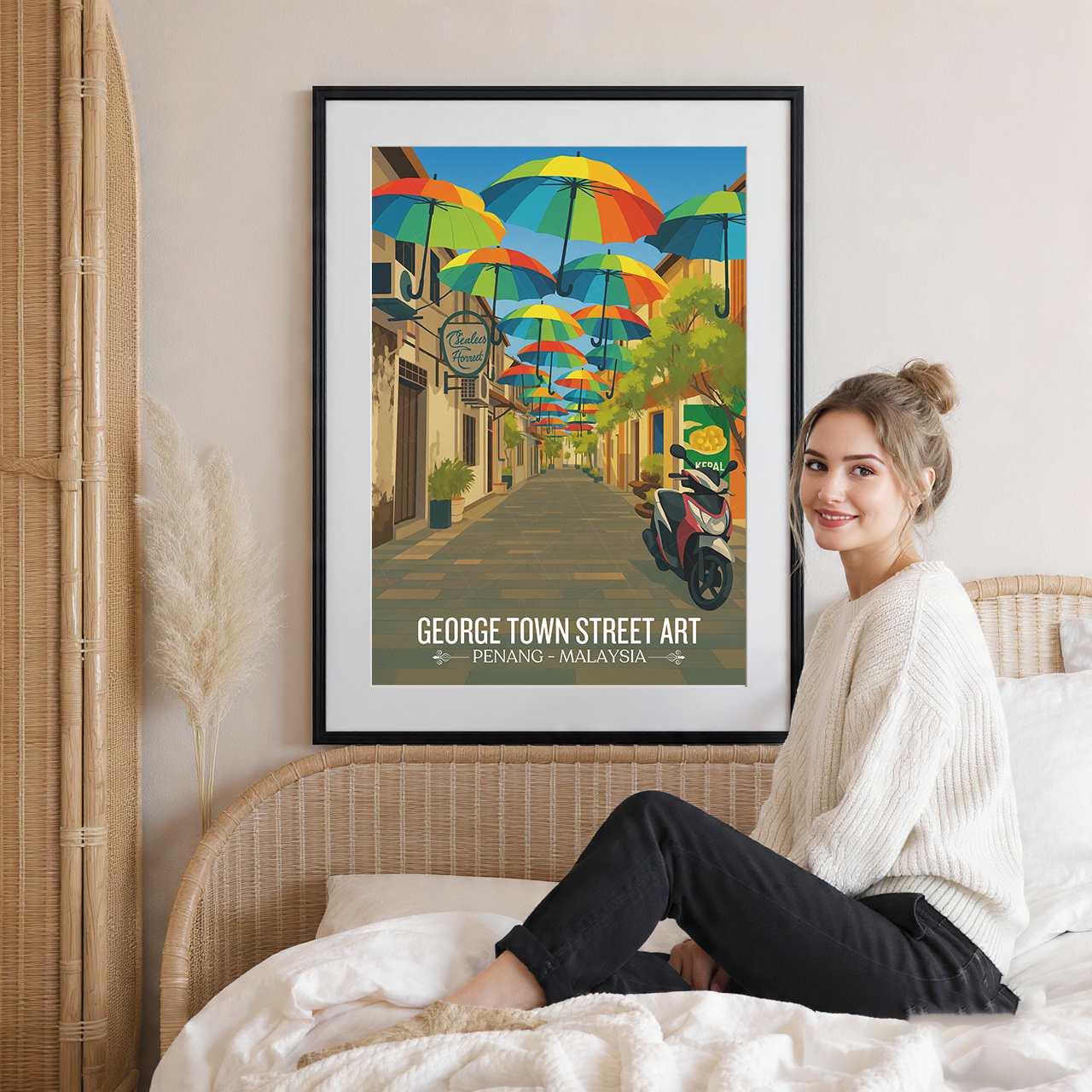 George Town Street Art - Malaysia - Vintage Travel Wall Art Poster Print