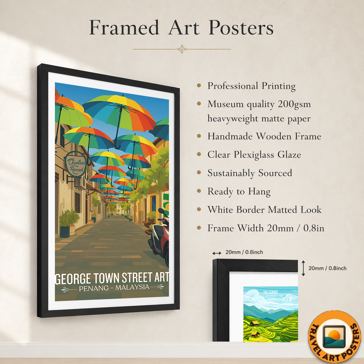 George Town Street Art - Malaysia - Vintage Travel Wall Art Poster Print