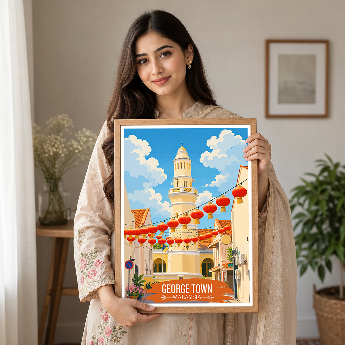 George Town - Malaysia - Vintage Travel Wall Art Poster Print