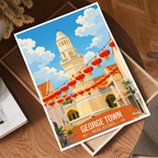 George Town - Malaysia - Vintage Travel Wall Art Poster Print