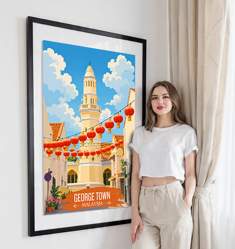 George Town - Malaysia - Vintage Travel Wall Art Poster Print