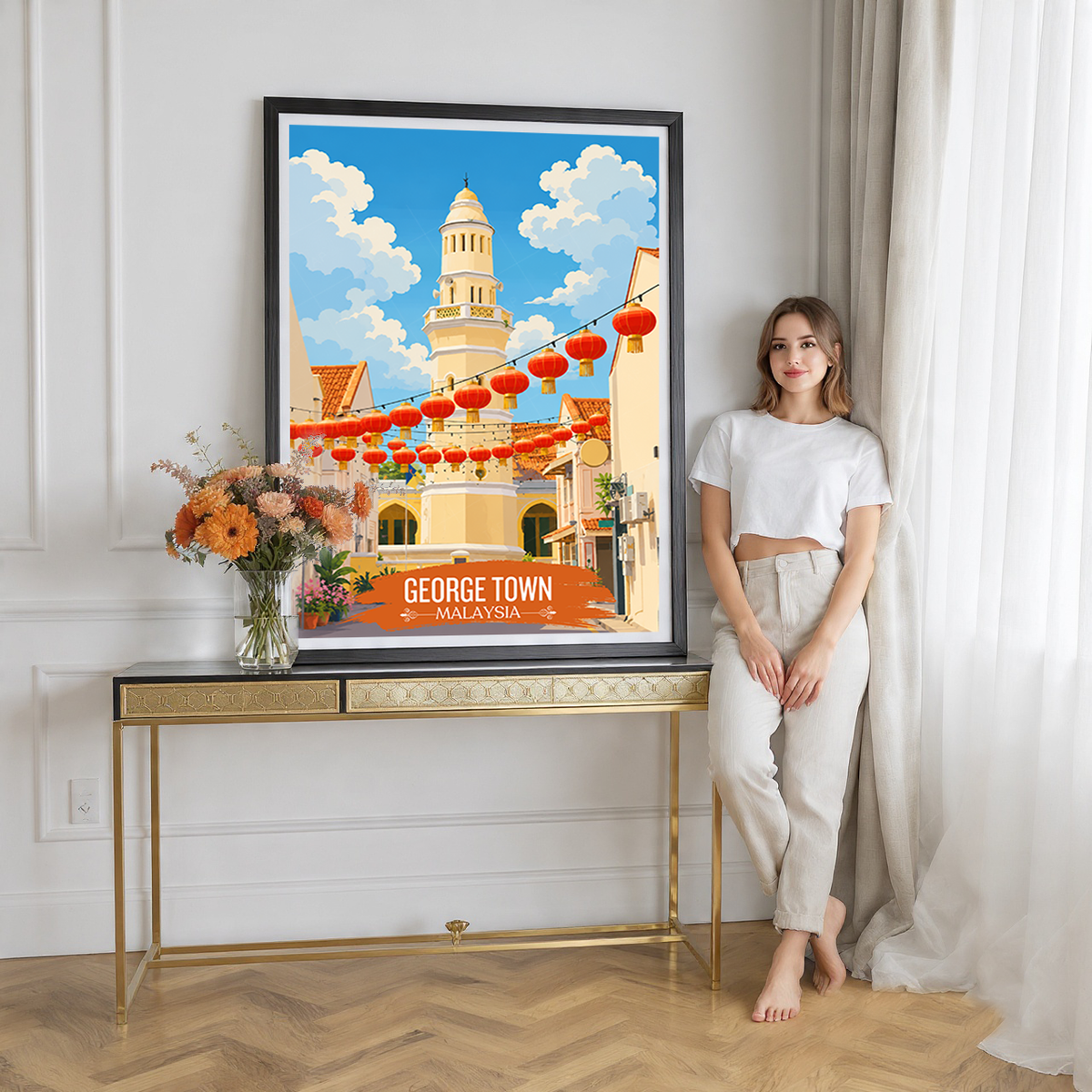 George Town - Malaysia - Vintage Travel Wall Art Poster Print