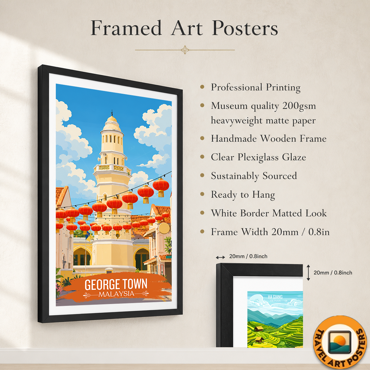 George Town - Malaysia - Vintage Travel Wall Art Poster Print