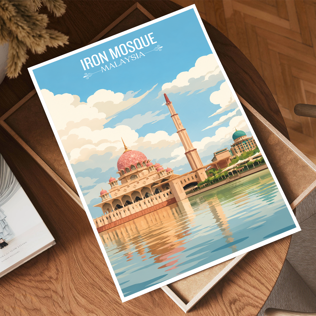 Iron Mosque - Malaysia - Travel Wall Art Deco Poster Print