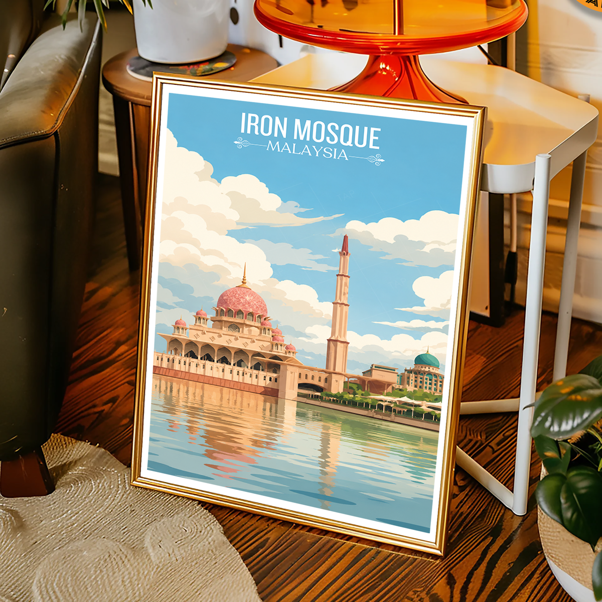 Iron Mosque - Malaysia - Travel Wall Art Deco Poster Print