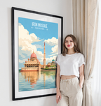 Iron Mosque - Malaysia - Travel Wall Art Deco Poster Print