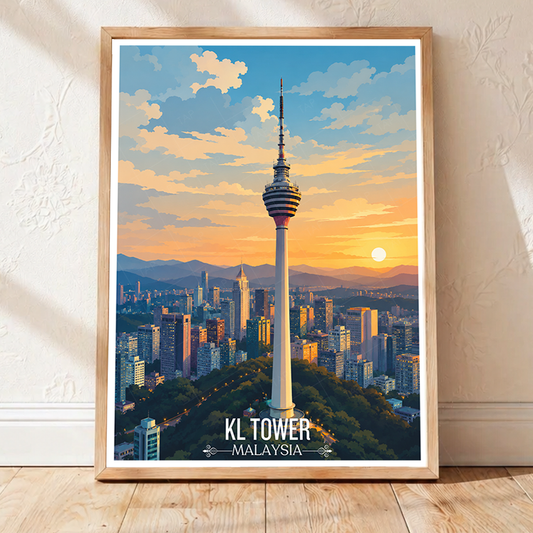 KL Tower - Malaysia - Travel Wall Art Deco Poster Print - Art Print - Travel Art Poster