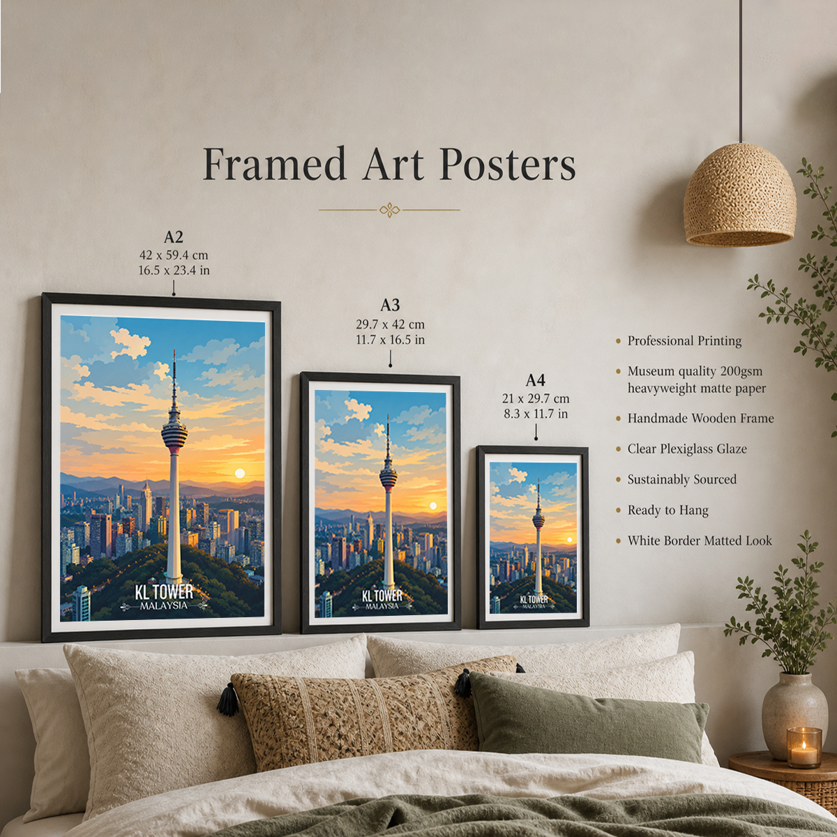 KL Tower - Malaysia - Travel Wall Art Deco Poster Print