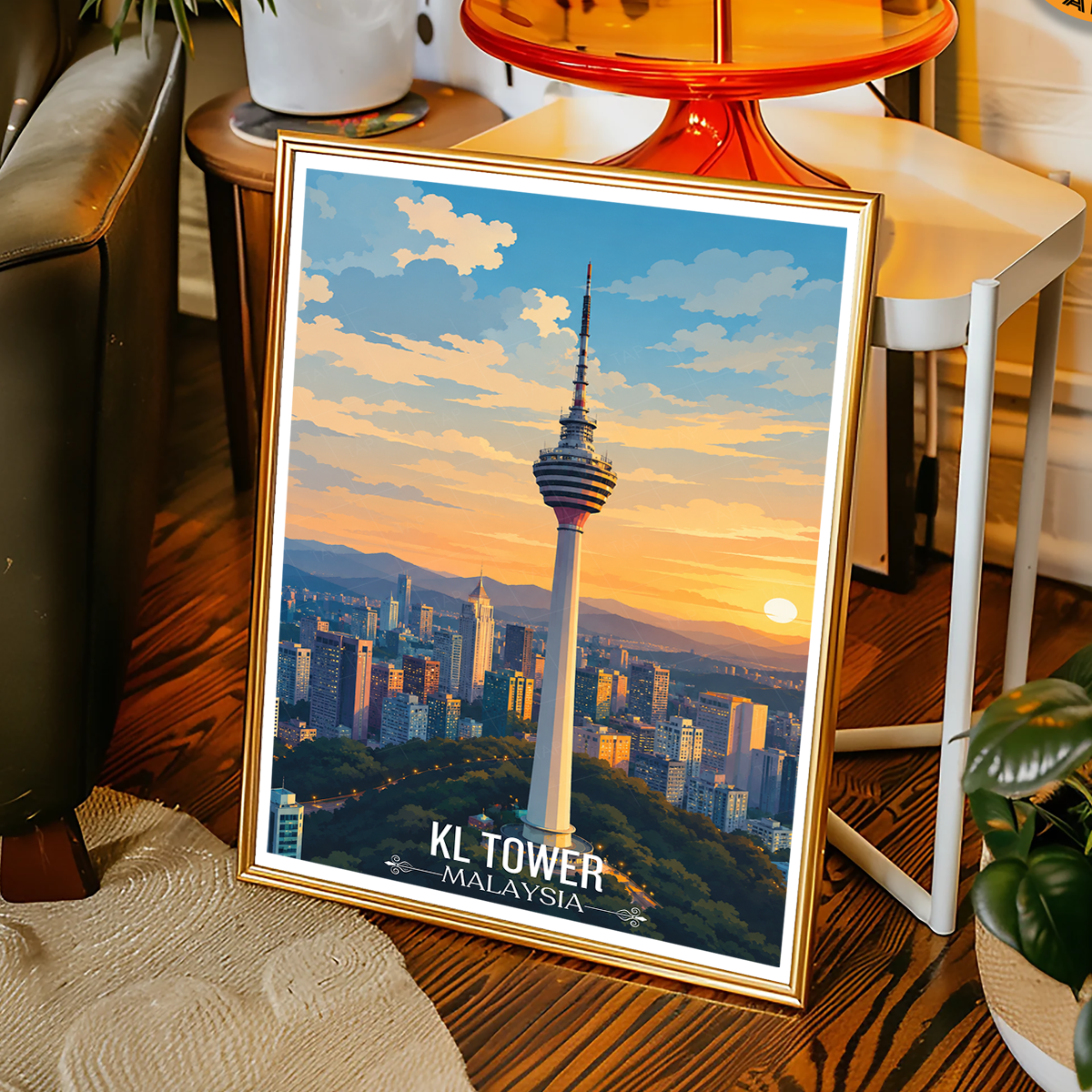 KL Tower - Malaysia - Travel Wall Art Deco Poster Print